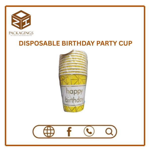 DISPOSABLE BIRTHDAY PARTY CUP-YELLOW (PACK OF 6)