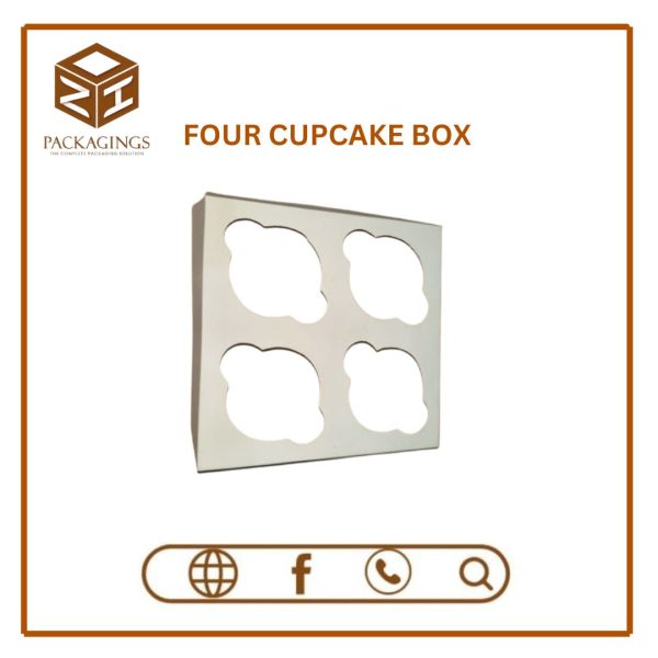 FOUR CUPCAKE BOX 5’’ Height (SQUARE)-Pack of 12