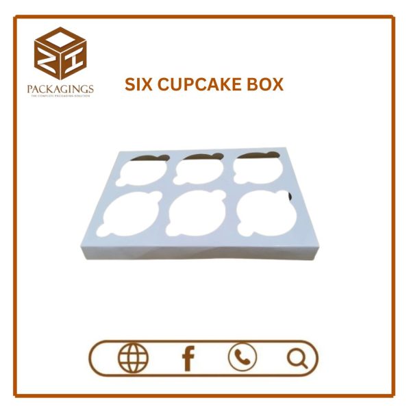 SIX CUPCAKE BOX 5’’ Height-(Pack of 12)